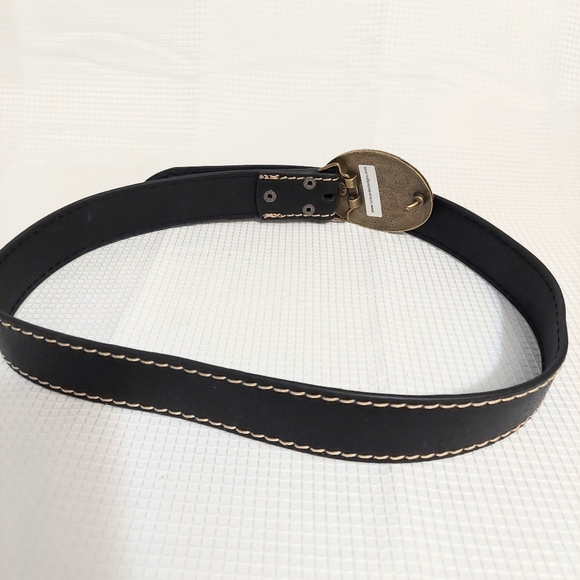 Medallion Western Black Leather Belt Adjustable Peg - Picture 4 of 7